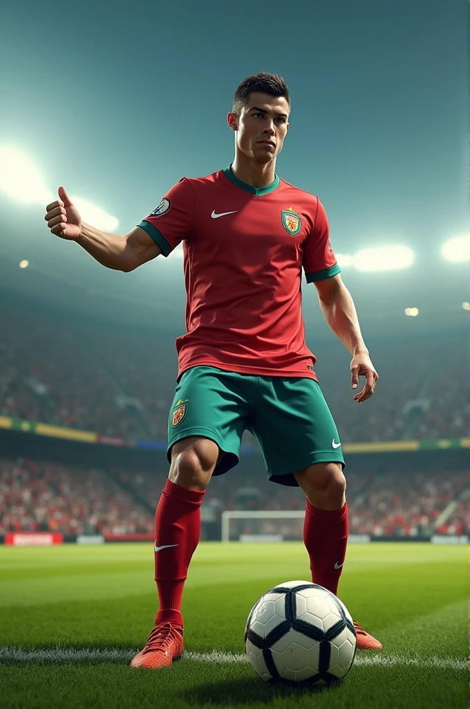Ronaldo holding GoPro and football