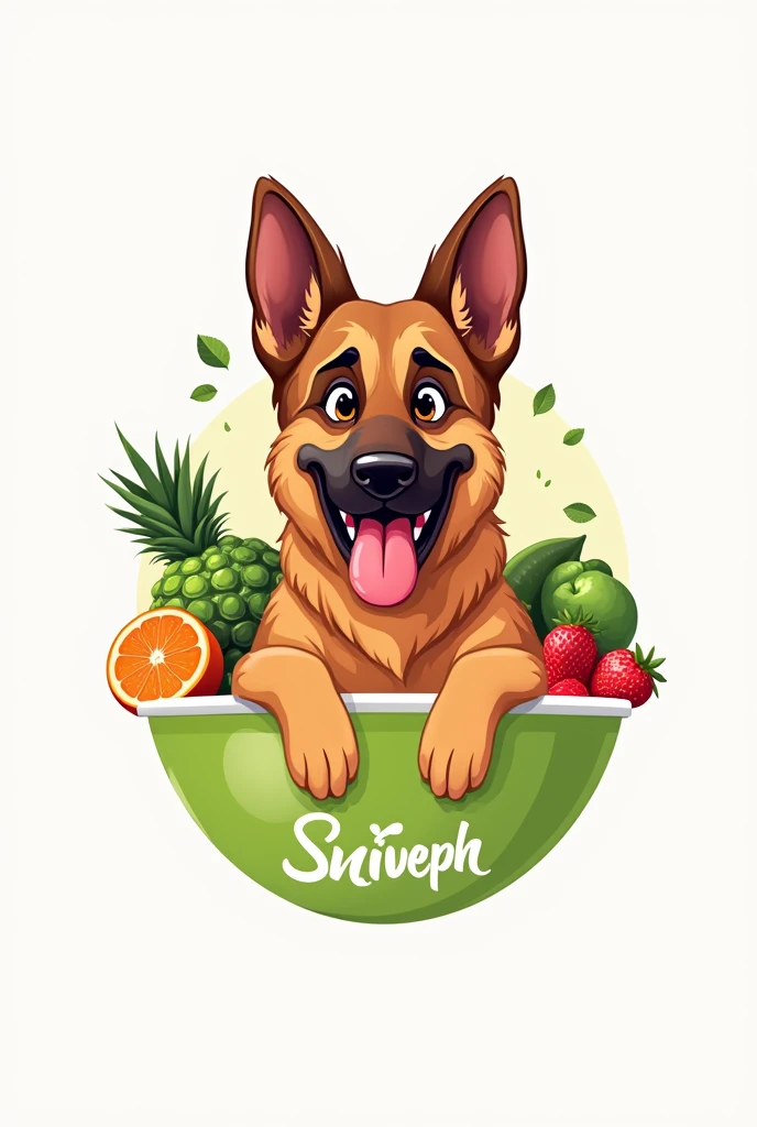 Logo for my smoothie business couple with a German Shepherd 
