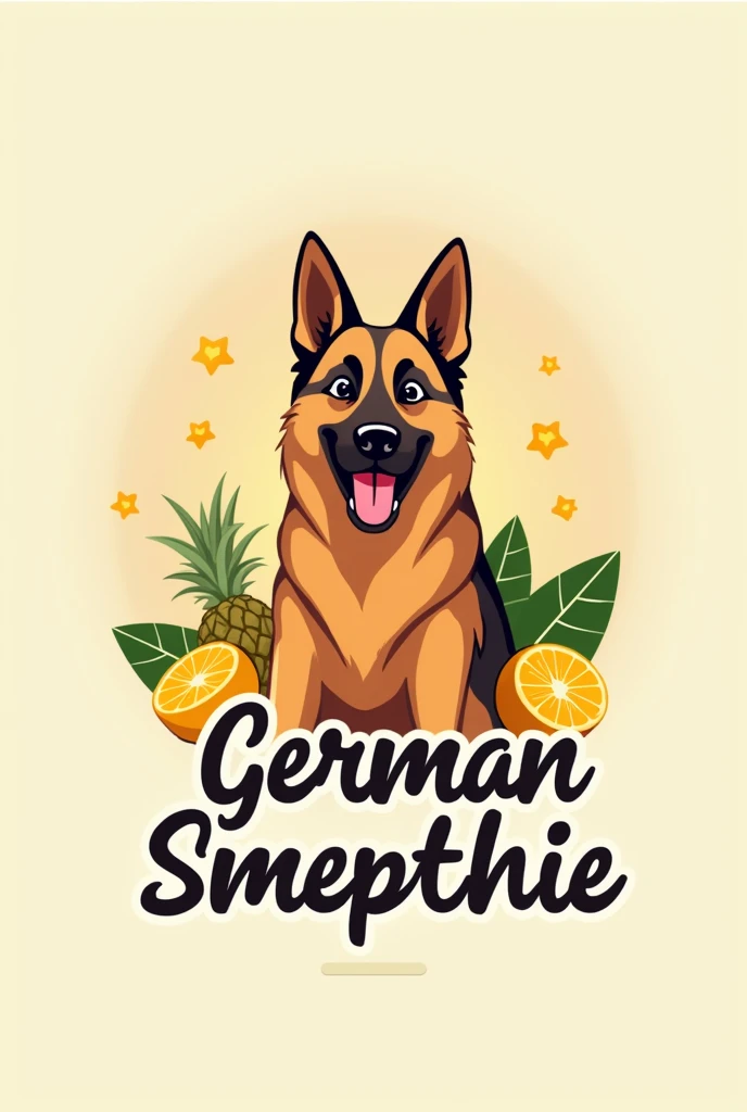 Logo for my smoothie business couple with a German Shepherd 
