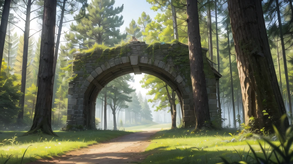 In the middle of the forest. Daytime in ...
