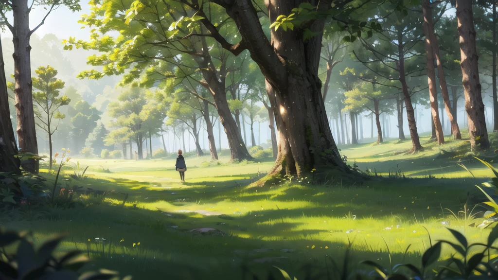 In the middle of the forest. Daytime in ...