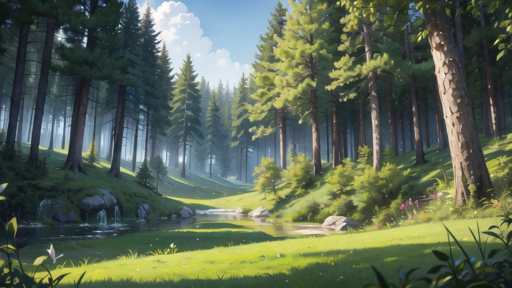 In the middle of the forest. Daytime in ...