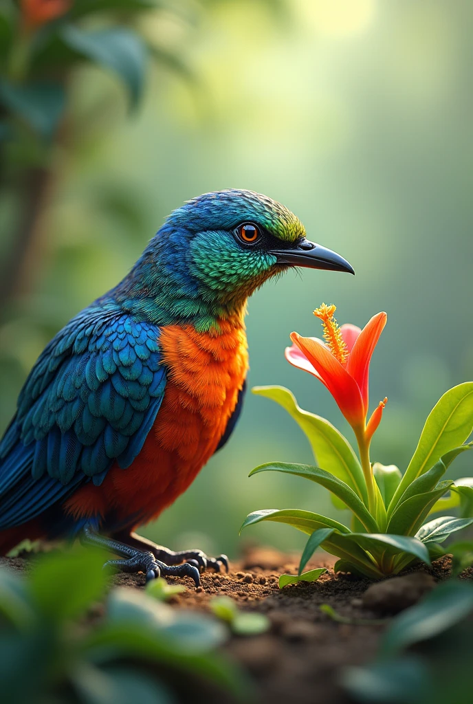 Create an image of bird picking flower from floor
Can you please make strong image that shoes creativity of bird picking flower from floor