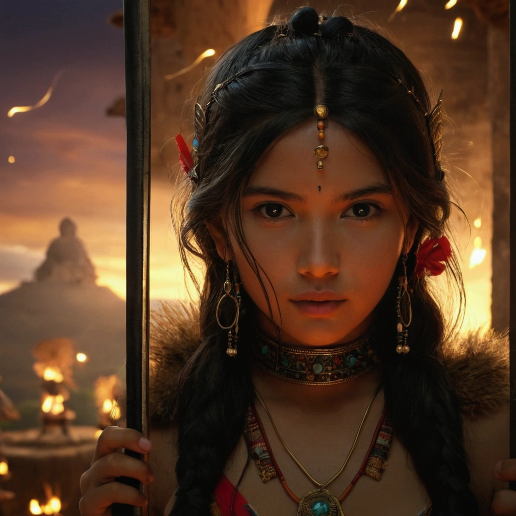 Inca crown on a girl&#39;s head