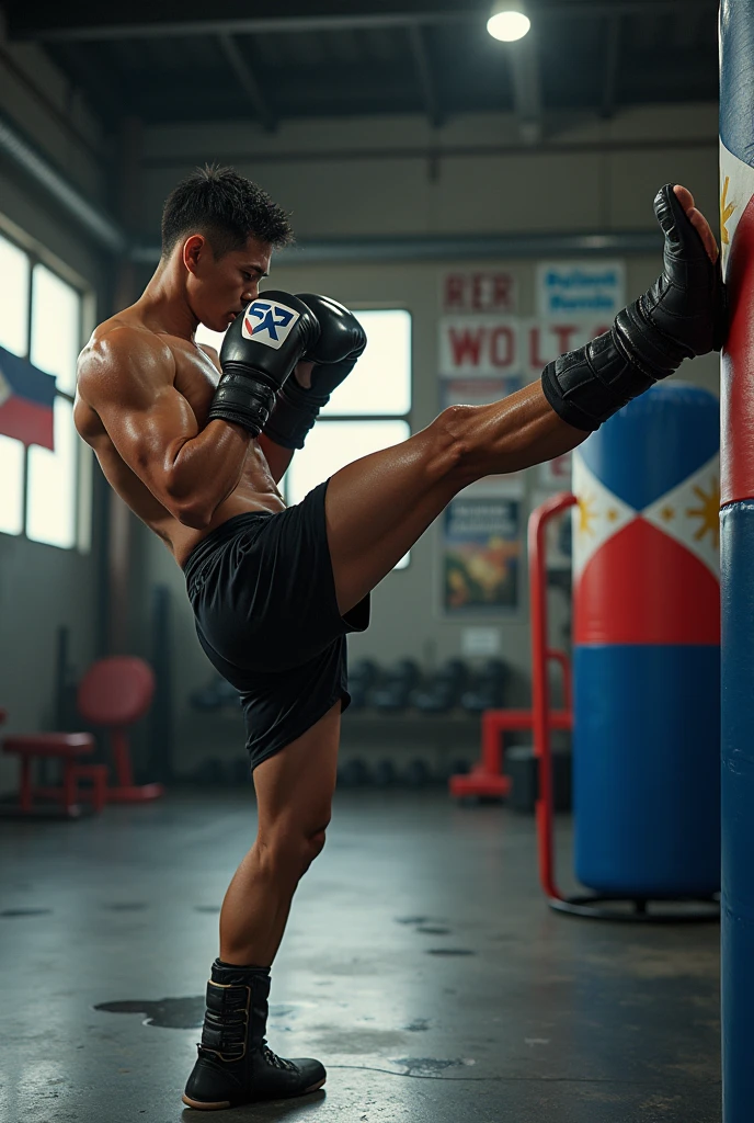 Philippines gym and fitness goals, male kick boxing