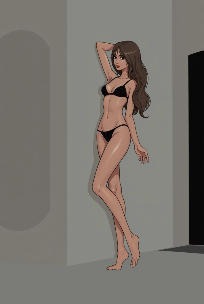 1 Instagram girl with long brown hair, In underwear, head on, pose head on mostrando la cara