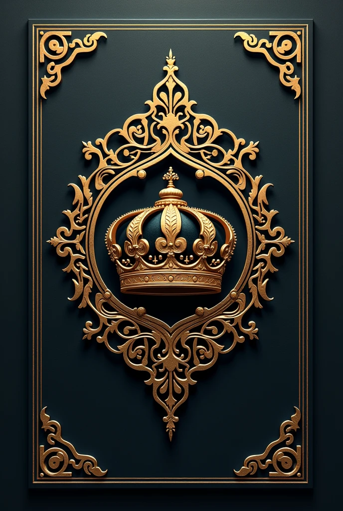 An family emblem resembling the reign of Mughal Empire throughout history and it is to be made into an family mark which is luxurious and minimal with crown of emperors not 3d with the Islamic art and Letters Kon Murshid ? 
