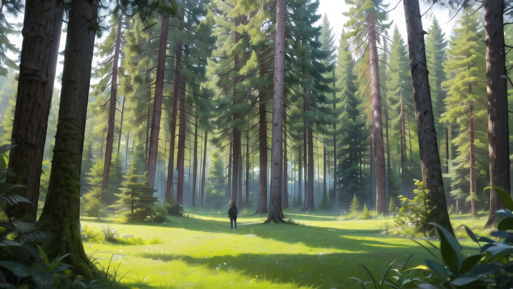 In the middle of the forest. Daytime in ...