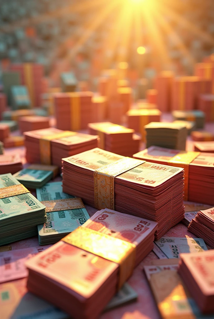 Beaucoup d'argent en billets éclatants