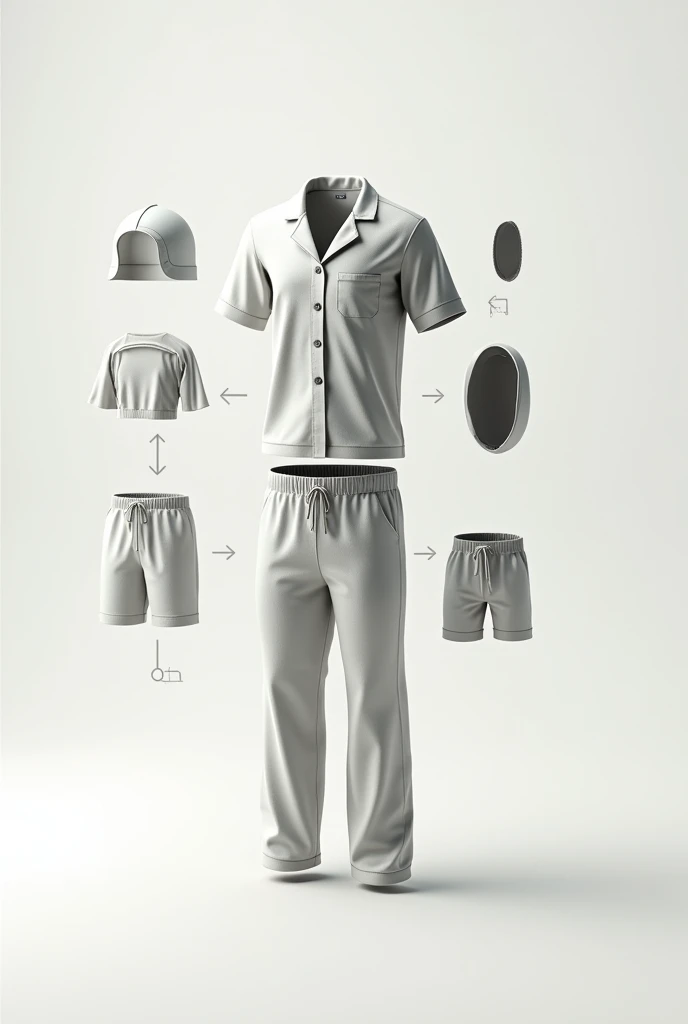 exploded view diagram of a pajama