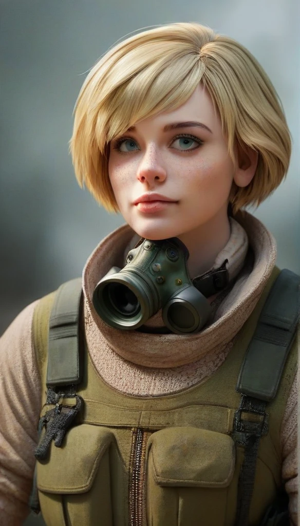 score_9,score_8_up,score_7_up,score_6_up,score_5_up,score_4_up, 1girl, Heather Mason (silent hill 3), blonde hair, short hair, (1 girl:1.5), gloves, gas mask, rifle, stalker suit, (hyperdetailed, highest detailed:1.2), high resolution textures, photorealistic, (beautifull girl:1.5), (perfect ilumination:1.5), portrait