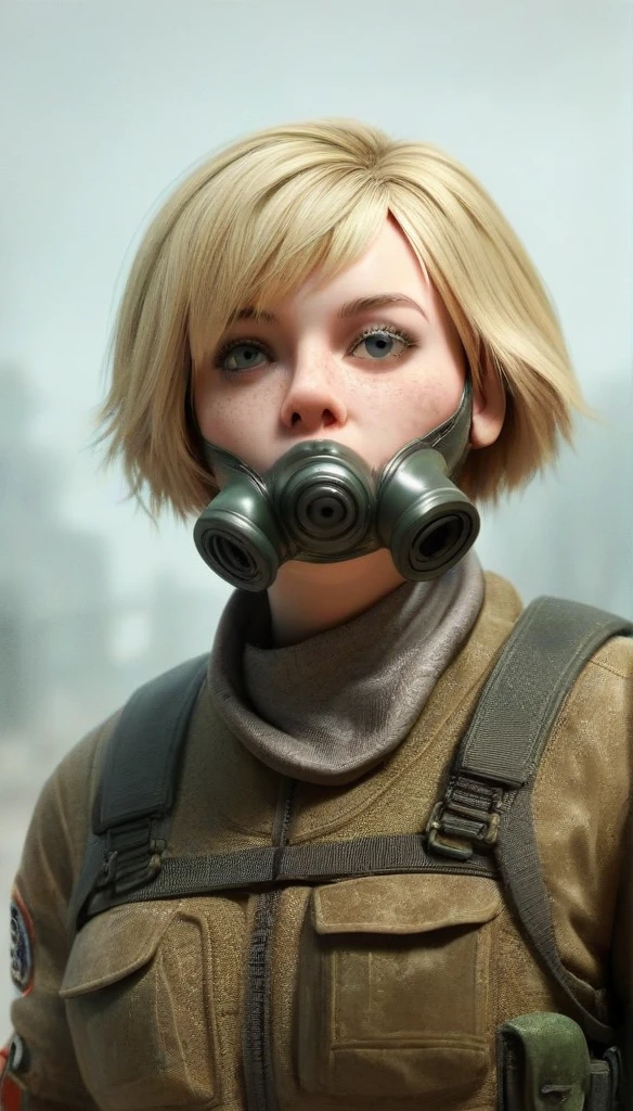 score_9,score_8_up,score_7_up,score_6_up,score_5_up,score_4_up, 1girl, Heather Mason (silent hill 3), blonde hair, short hair, (1 girl:1.5), gloves, gas mask, rifle, stalker suit, (hyperdetailed, highest detailed:1.2), high resolution textures, photorealistic, (beautifull girl:1.5), (perfect ilumination:1.5), portrait