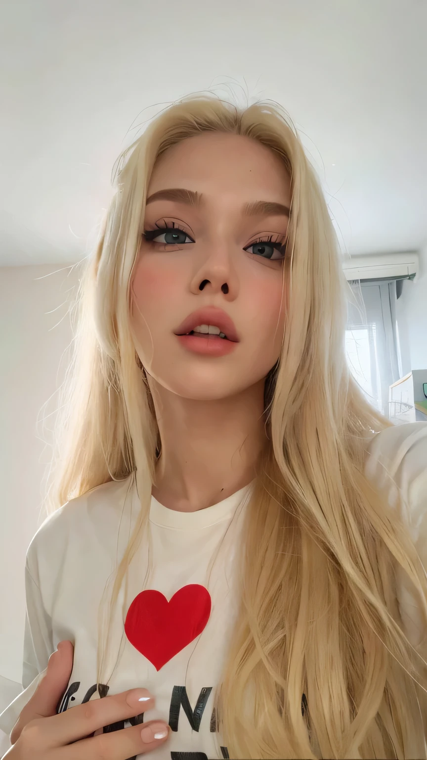 Blonde woman with long hair and a heart T - Shirt, yelena belova, angelawhite, Taran Dasha, aleksandra waliszewska, Anna Nikonova aka Newmilky, a gorgeous blonde, ava max, anastasia ovchinnikova, angelina stroganova, long blonde hair and big eyes, blonde goddess, julia gorokhova