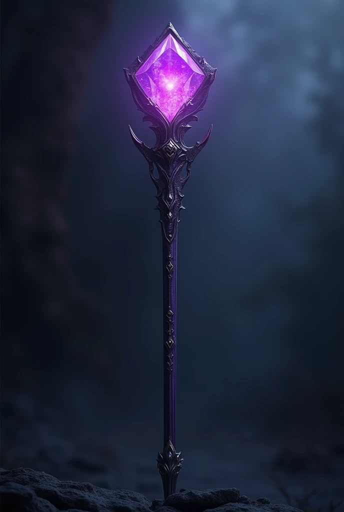 The purple-black one is a magic staff with a purple gem at the tip.
