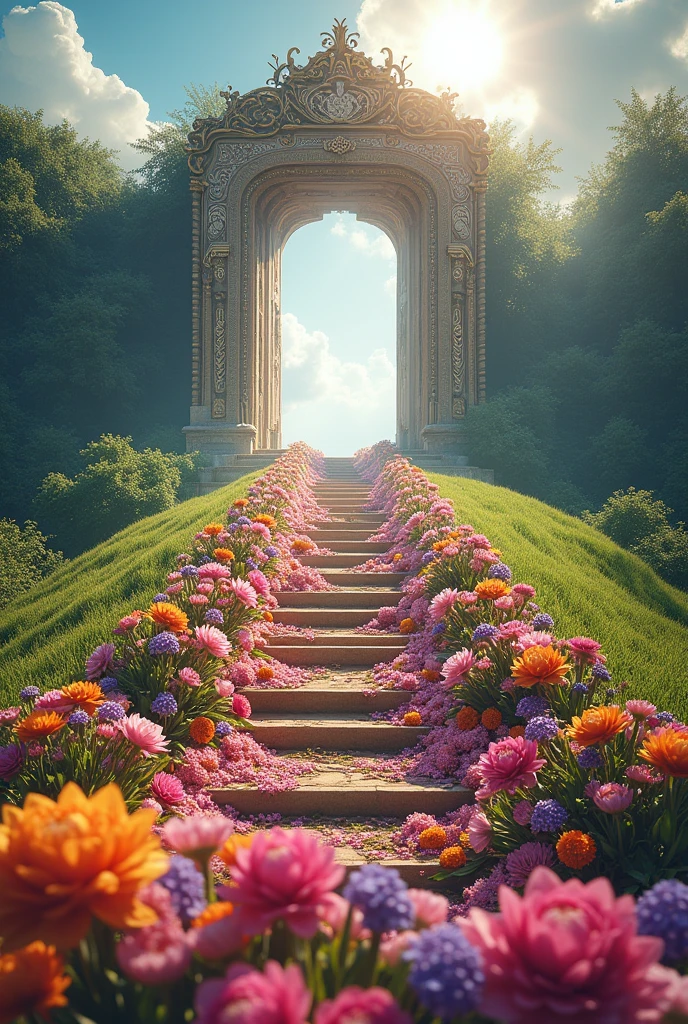 more direct flower steps from earth to the beautiful divine gate