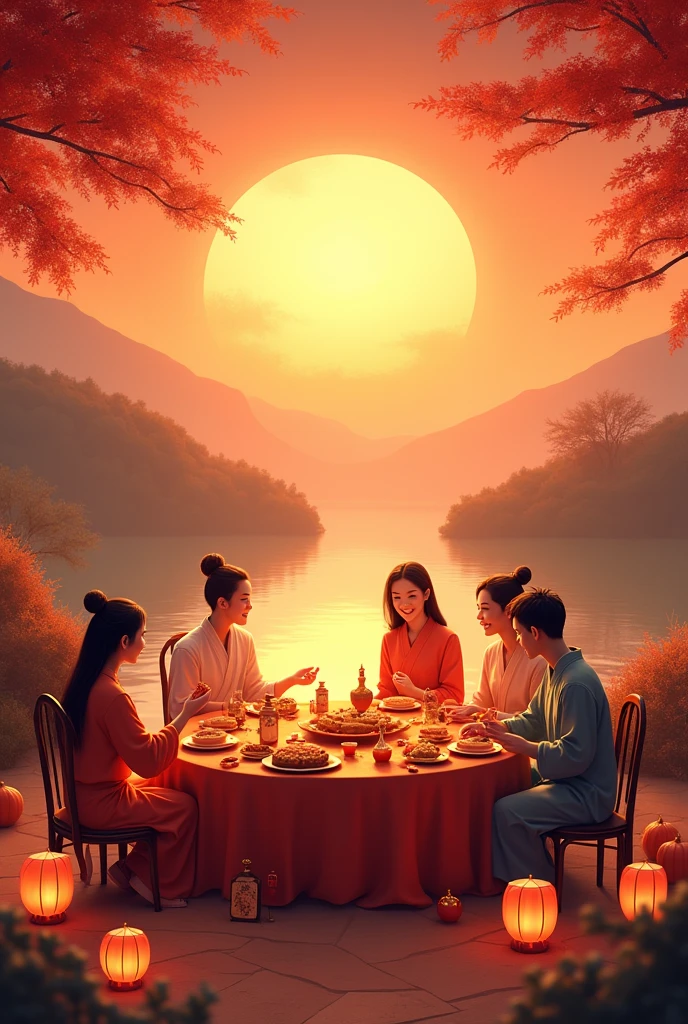 Celebrate Mid Autumn Festival at the sunset
