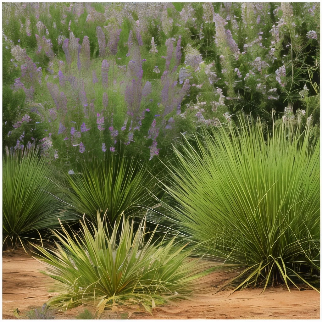 there is a small bush of lavender growing in the garden, strange vegetation, lavender plants, vicious snapping alligator plant, sage, spike - like branches, alexandros pyromallis, overgrowth of grass, “ iron bark, entangled foliage, intricate foreground, willow plant, proteus vulgaris, by Carlo Randanini, overgrown with weeds