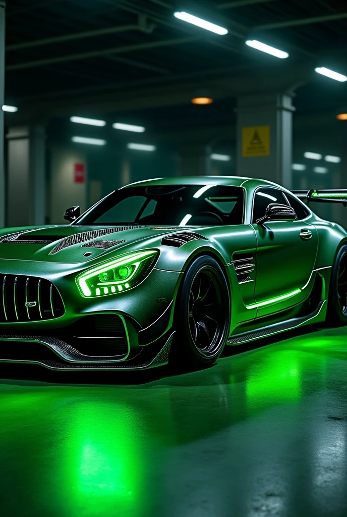 Mercedes amg 6500 modified with green light