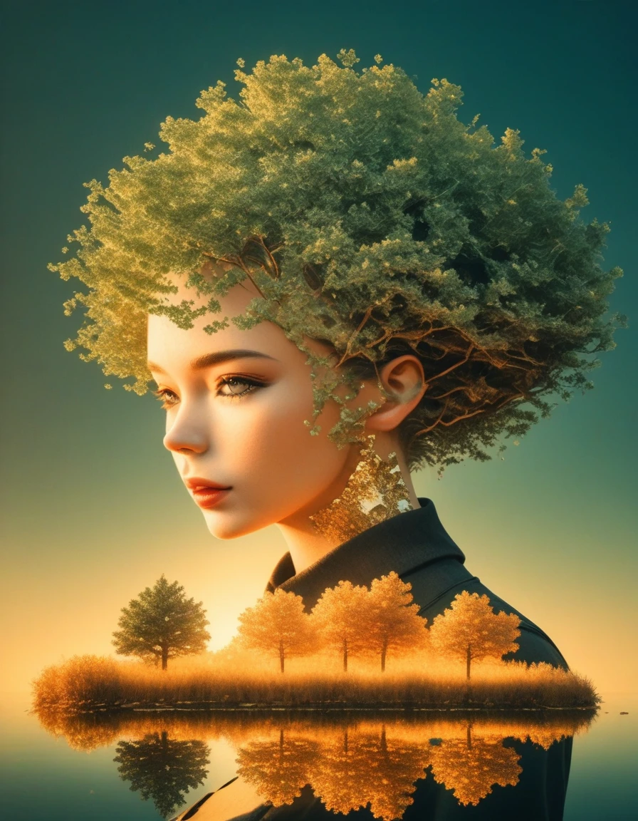Minimalist composition,Golden Pond in the evening,Mirror reflection of trees and water,Surrealism,clean background,Cinema4D Rendering Style,Minimalist composition,Golden Pond in the evening,Mirror reflection of trees and water,Surrealism,clean background,Cinema4D Rendering Style,photo with major changes,to mark ,Minimalist sculptural installationфотография с высоким уровнем развития,dream,Minimalist sculptural installation,there are benches nearby