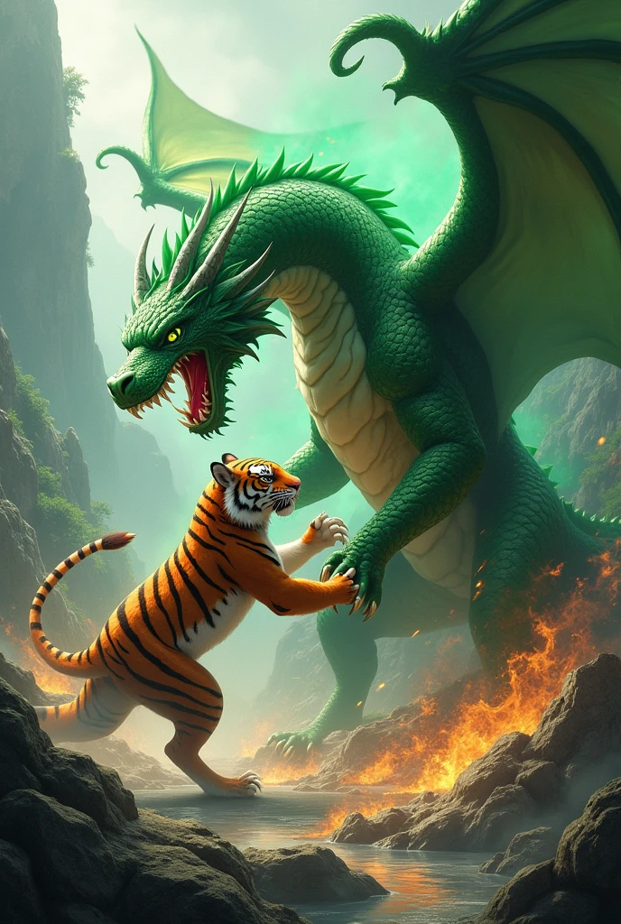 Tiger and green dragon fight ultra HD high resolution 4K