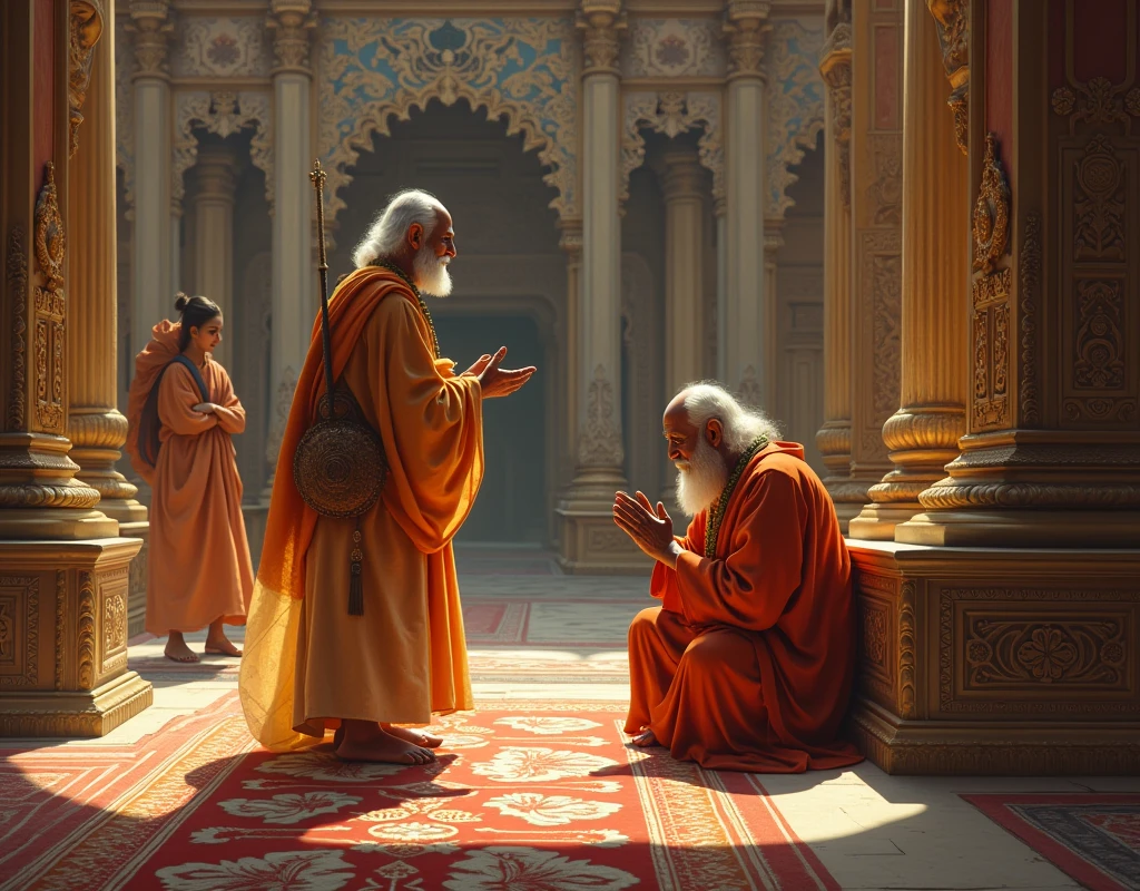 Hindu saint took a male to the king's palace , walking the king pray Saint , the king, king