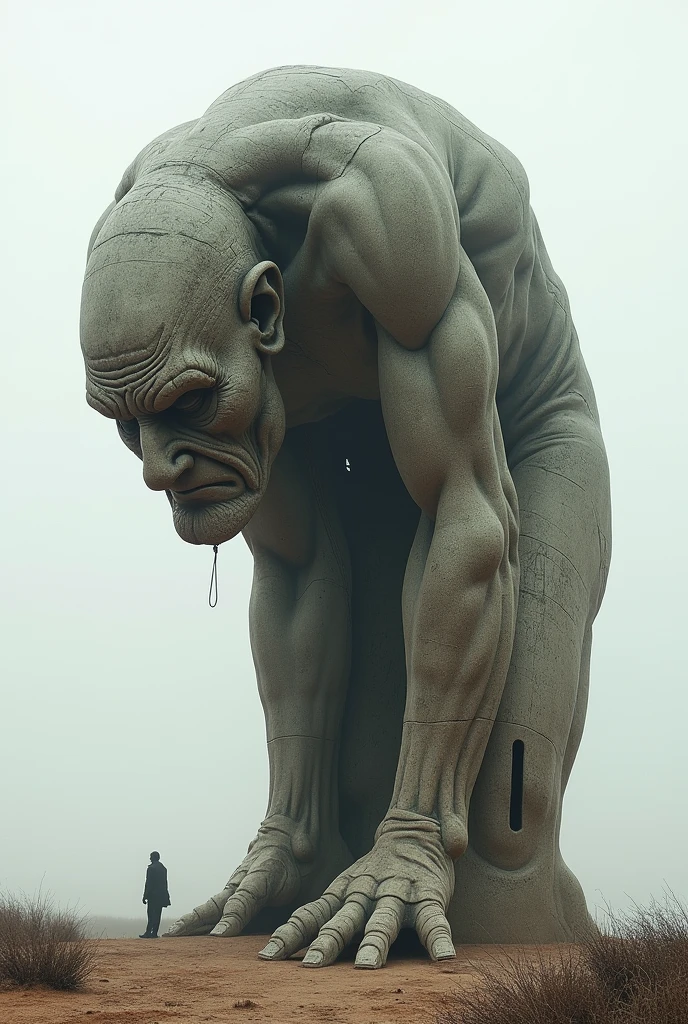 Create a building of a hunched man