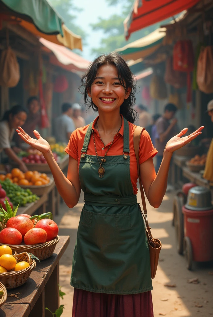 Filipina vendor in apron
