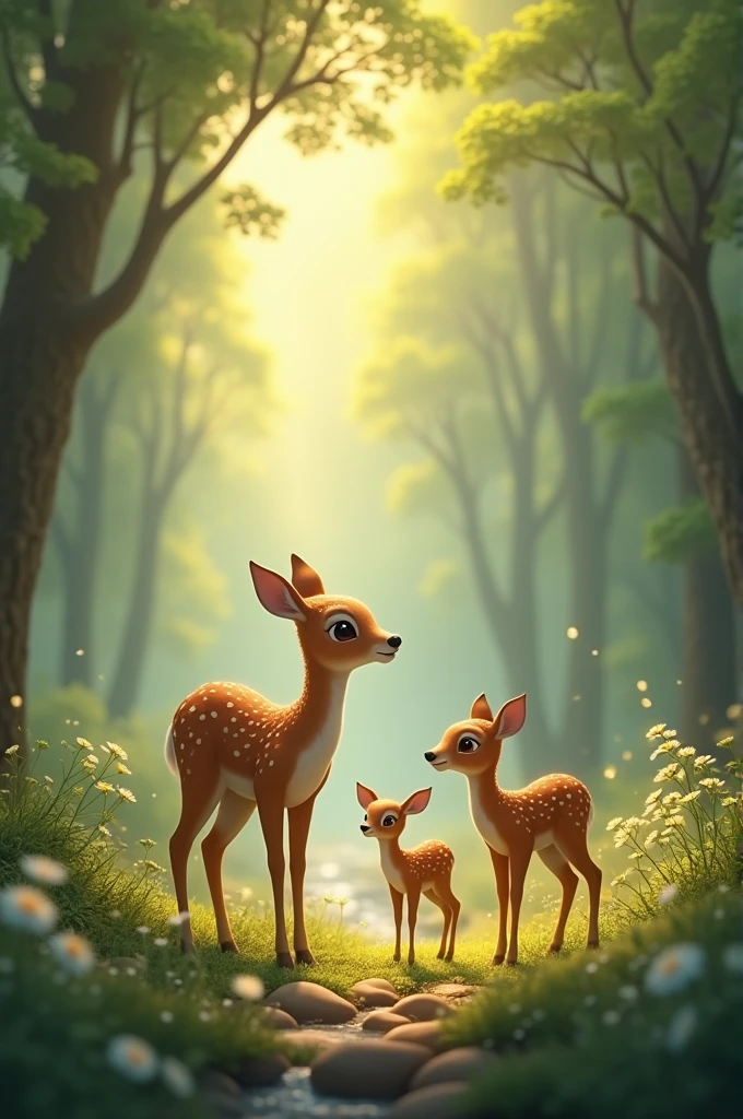 A doe with two twin sons 