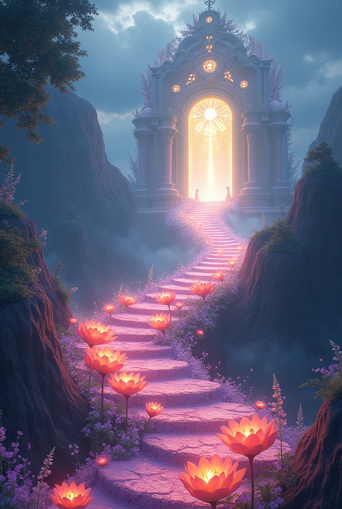 more direct flower steps from earth to the beautiful divine gate in sky