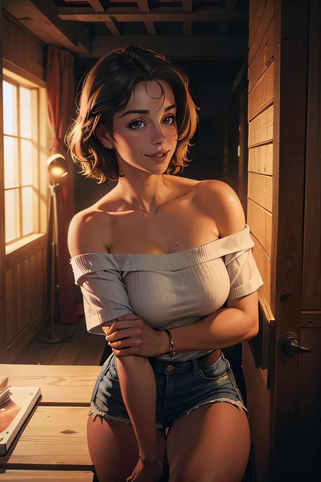 Best quality, masterpiece, ultra high res, (photorealistic: 1.4), raw photo, 1girl, off shoulder, cinematic lighting, kissing poses, heterochromia