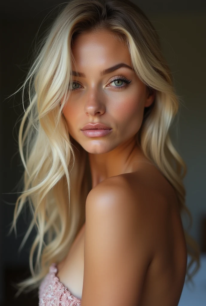 photo de cote d'une femme blonde nue