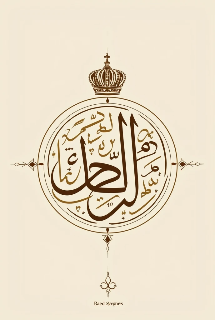 An family emblem resembling the reign of Mughal Empire throughout history and it is to be made into an family mark which is luxurious and minimal with crown of emperors not 3d with the Islamic art and text on emblem Kon Murshid ?