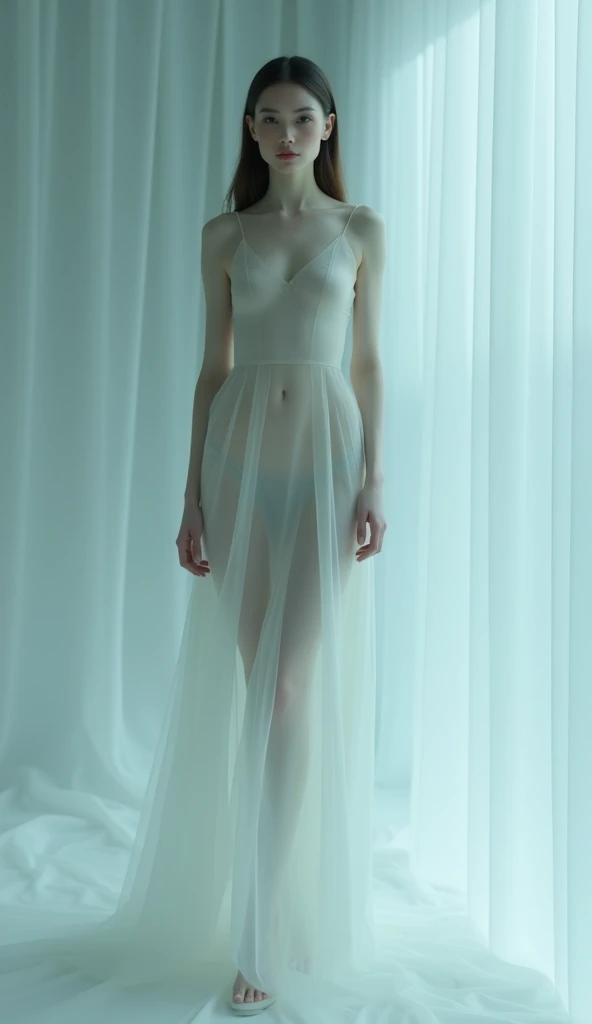 Surreal Scene Art、Surreal person、Translucent woman、ghost、See-through background、Beautiful woman、Perfect proportions、No fade out legs、