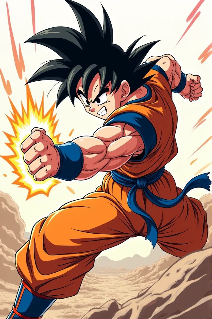 Goku throwing a punch