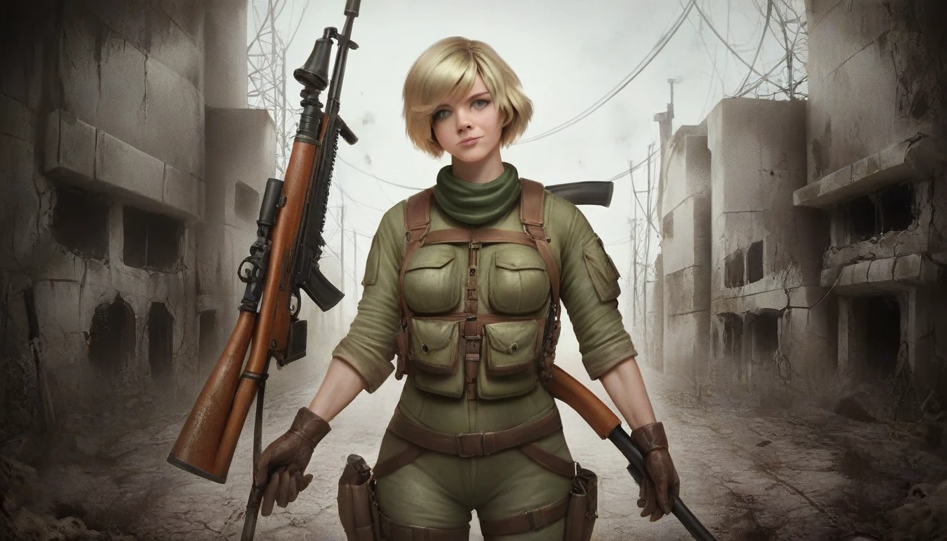 score_9,score_8_up,score_7_up,score_6_up,score_5_up,score_4_up, solo, 1girl, Heather Mason (silent hill 3), blonde hair, short hair, (1 girl:1.5), gloves, gas mask, weapon, rifle, stalker suit, artifact from stalker in her hand, in the street, city ruins, Chern4byl enviroment, anomaly, (hyperdetailed, highest detailed:1.2), high resolution textures, (photorealistic:1.5), (beautifull girl:1.5), (perfect ilumination:1.5)