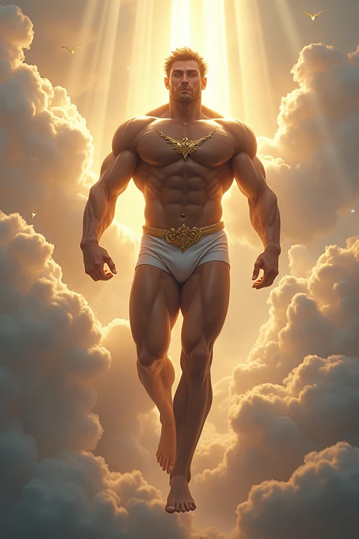 Descending from Heaven、Muscular hero in a swimsuit