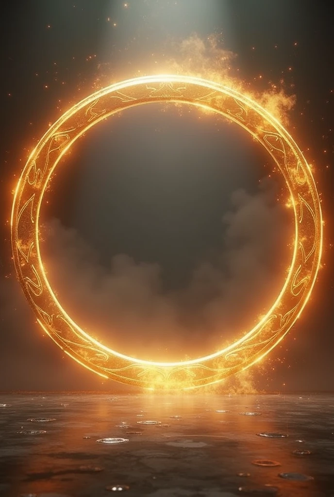 I want you to make a circle that looks like a portal with a solid golden edge with a glow around it but not in its center as if you were going to put a picture in its center