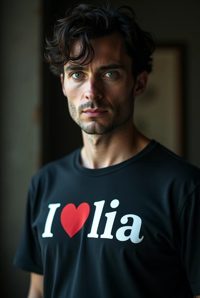 peaky blinders actor cillian murphy with a shirt written "i ❤️ lia"
