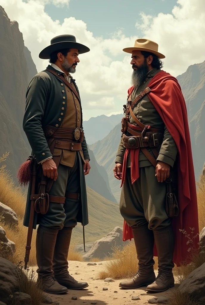 An image of Mariano Melgar and Mateo Pumacahua talking 

