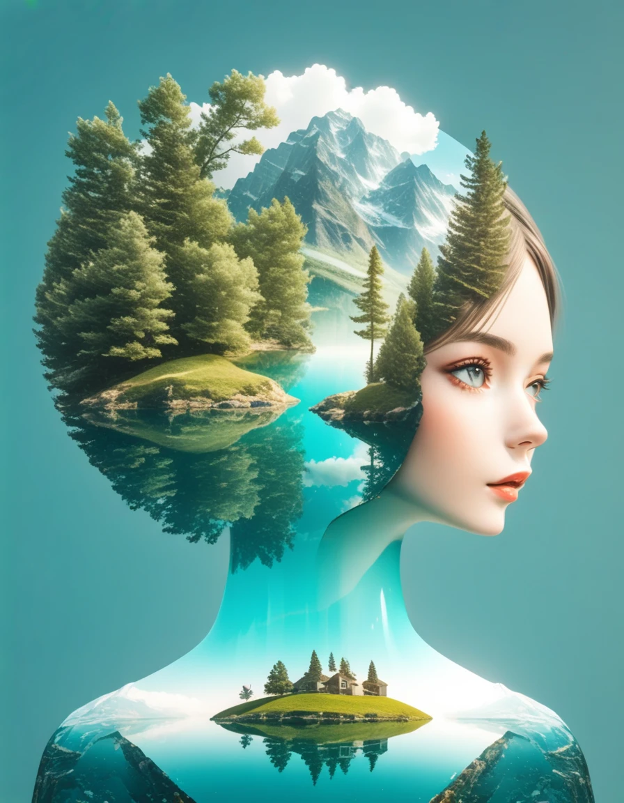 Minimalist composition лазурный чистый воды пруд ,Mirror reflection of trees and water,Surrealism,clean background,Cinema4D Rendering Style,Minimalist composition,azure pond,Mirror reflection of colors ,Surrealism,clean background,Cinema4D Rendering Style,photo with major changes, 8 K, 12K,