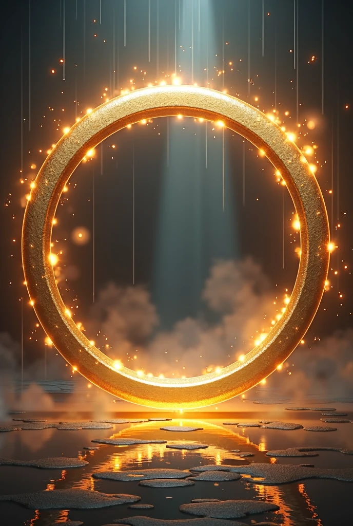 I want you to make a circle that looks like a portal with a solid golden edge with a glow around it but not in its center as if you were going to put a picture in its center