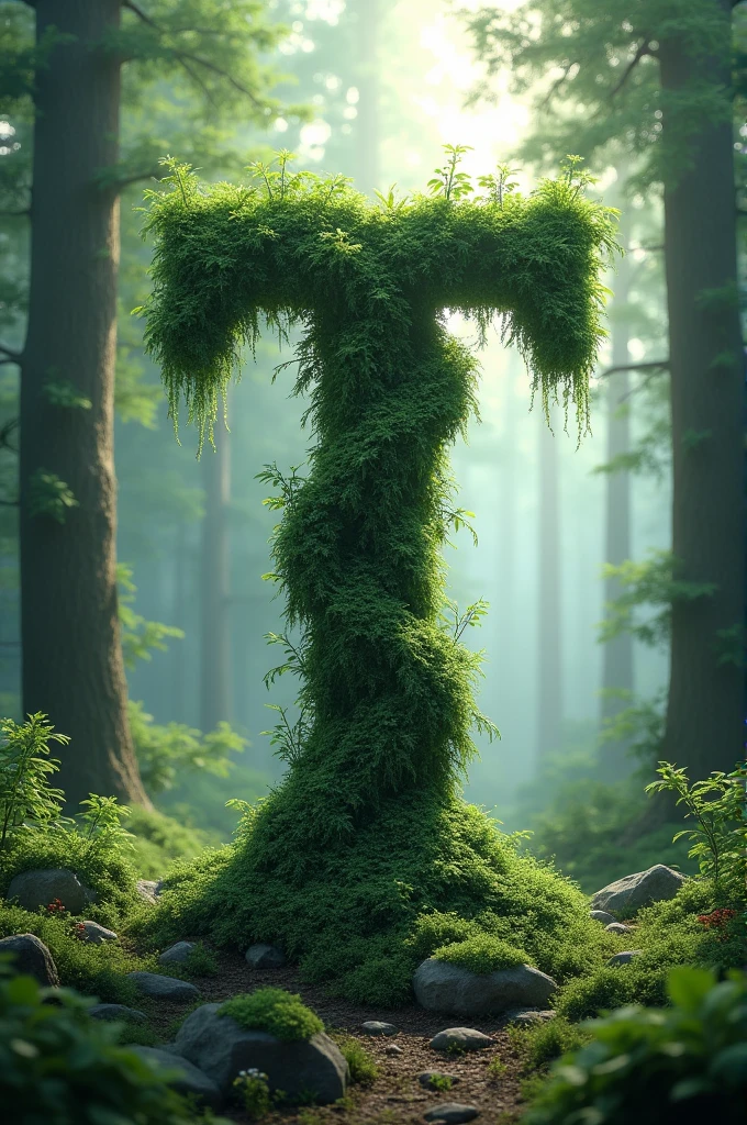 Letter t with forest background