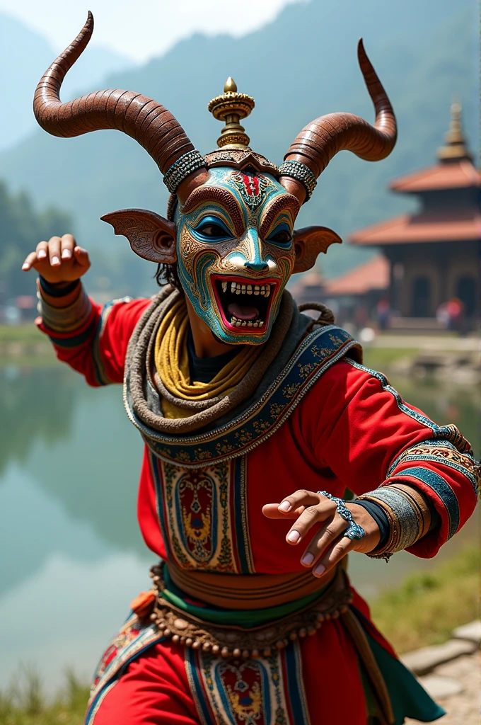 create phot. for thumbnail of lakhe dance of newar community nepal,it shoul be catchy and attractive