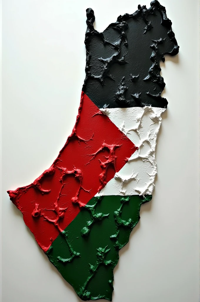  Palestine map with resin art and green red black white texture art
