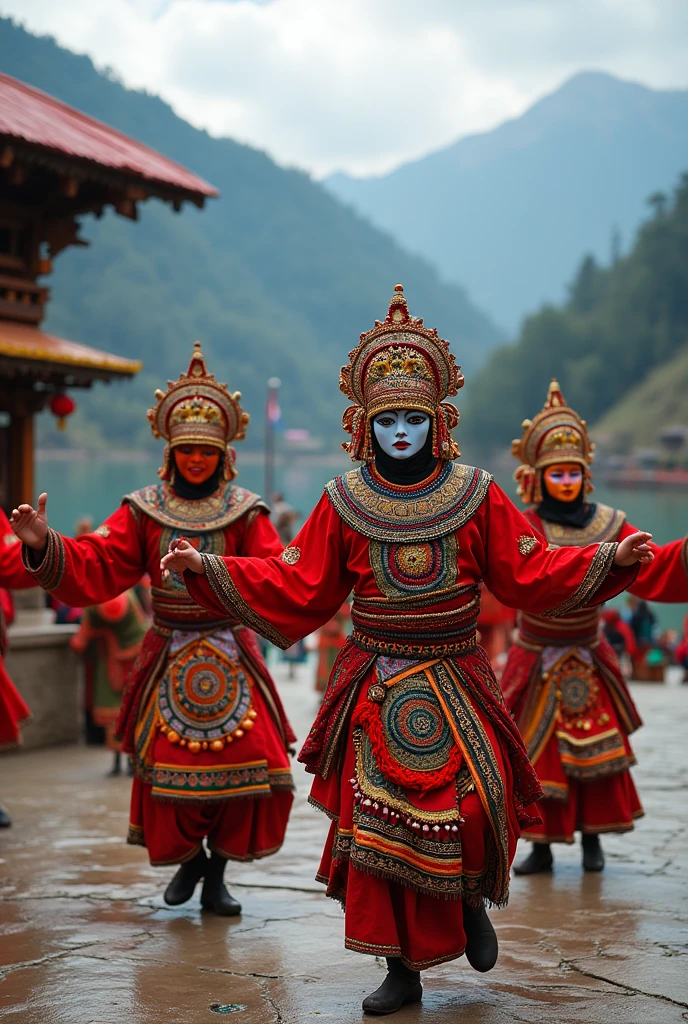 create photo for thumbnail of lakhe dance of newar community nepal,it should be catchy and attractive