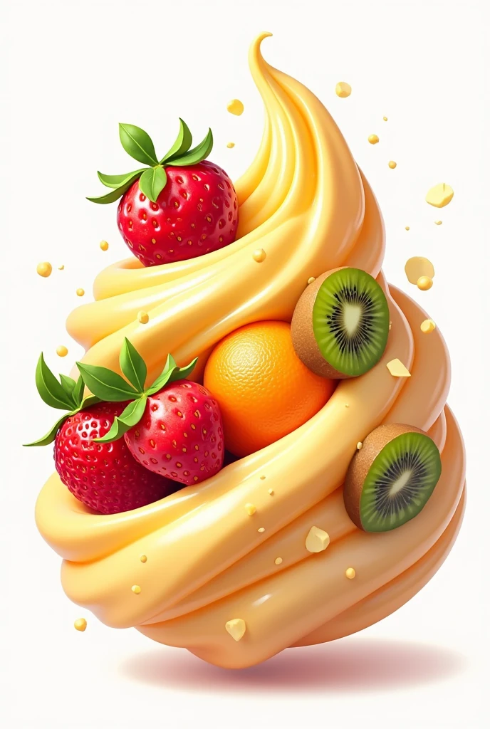 Create a logo with the theme of fruits bathed in creamy and sweet creams that says sweet and acid 