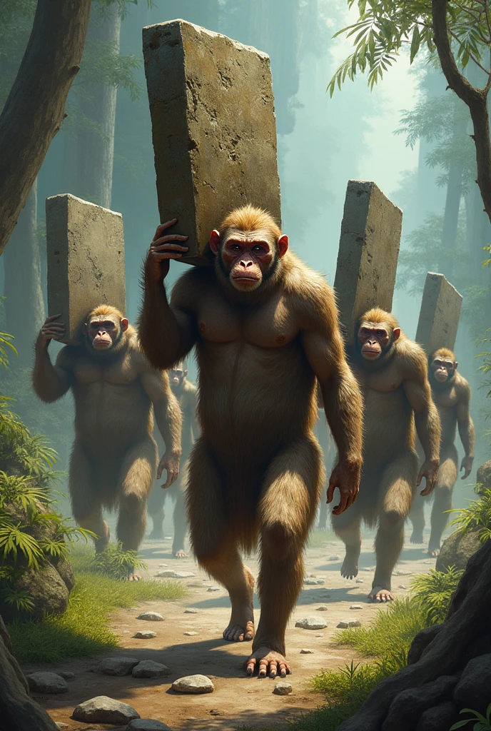 Walking Vanar sena with holding stone