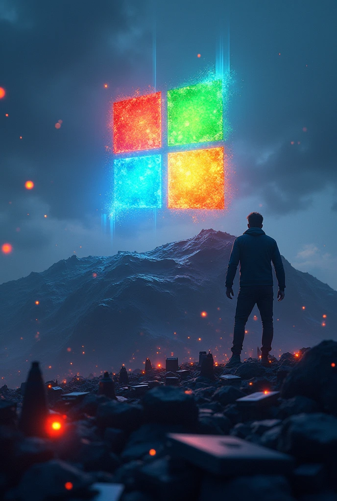 Create an image that shows the "Windows" operating system reaching the peak of fame