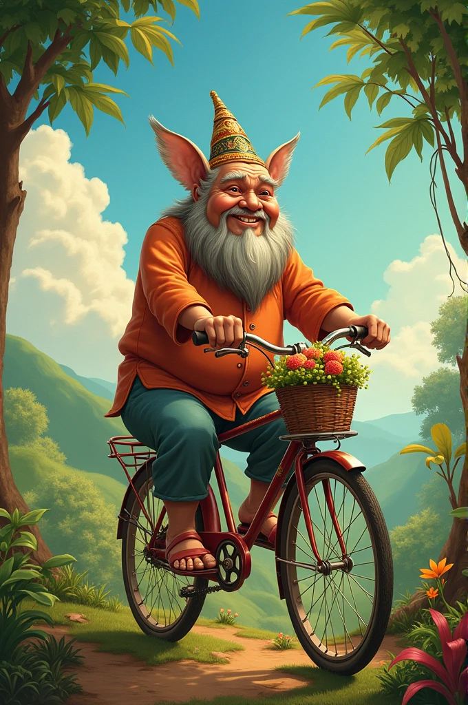 Semar riding bicycle