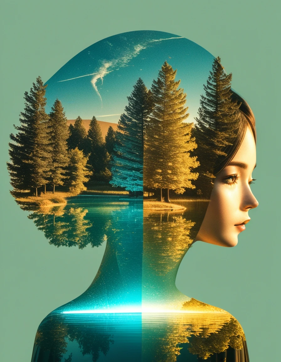 Minimalist composition,Golden Pond in the evening,Mirror reflection of trees and water,Surrealism,clean background,Cinema4D Rendering Style,Minimalist composition,azure pond in the evening,Mirror reflection of trees and water,Surrealism,clean background,Cinema4D Rendering Style,photo with major changes,to mark , 8 K,,12K,